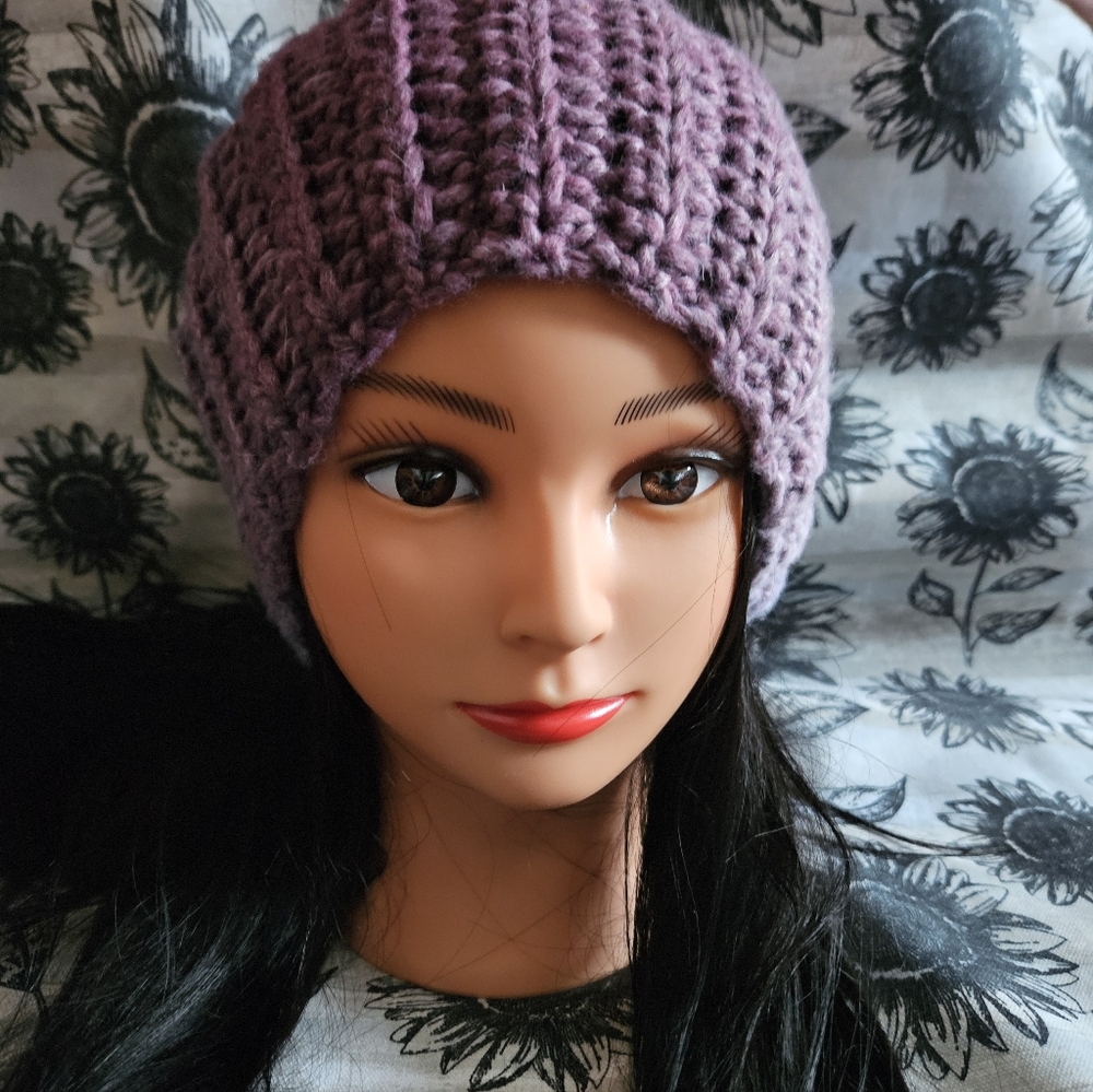 Purple Crochet Handmade Beanie Hat - Picture 12 of 12